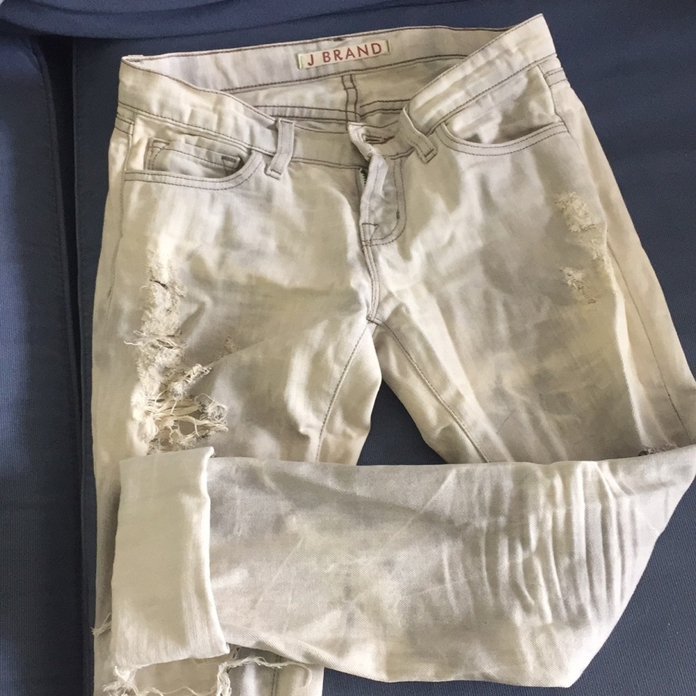 J BRAND pencil leg zombie distressed